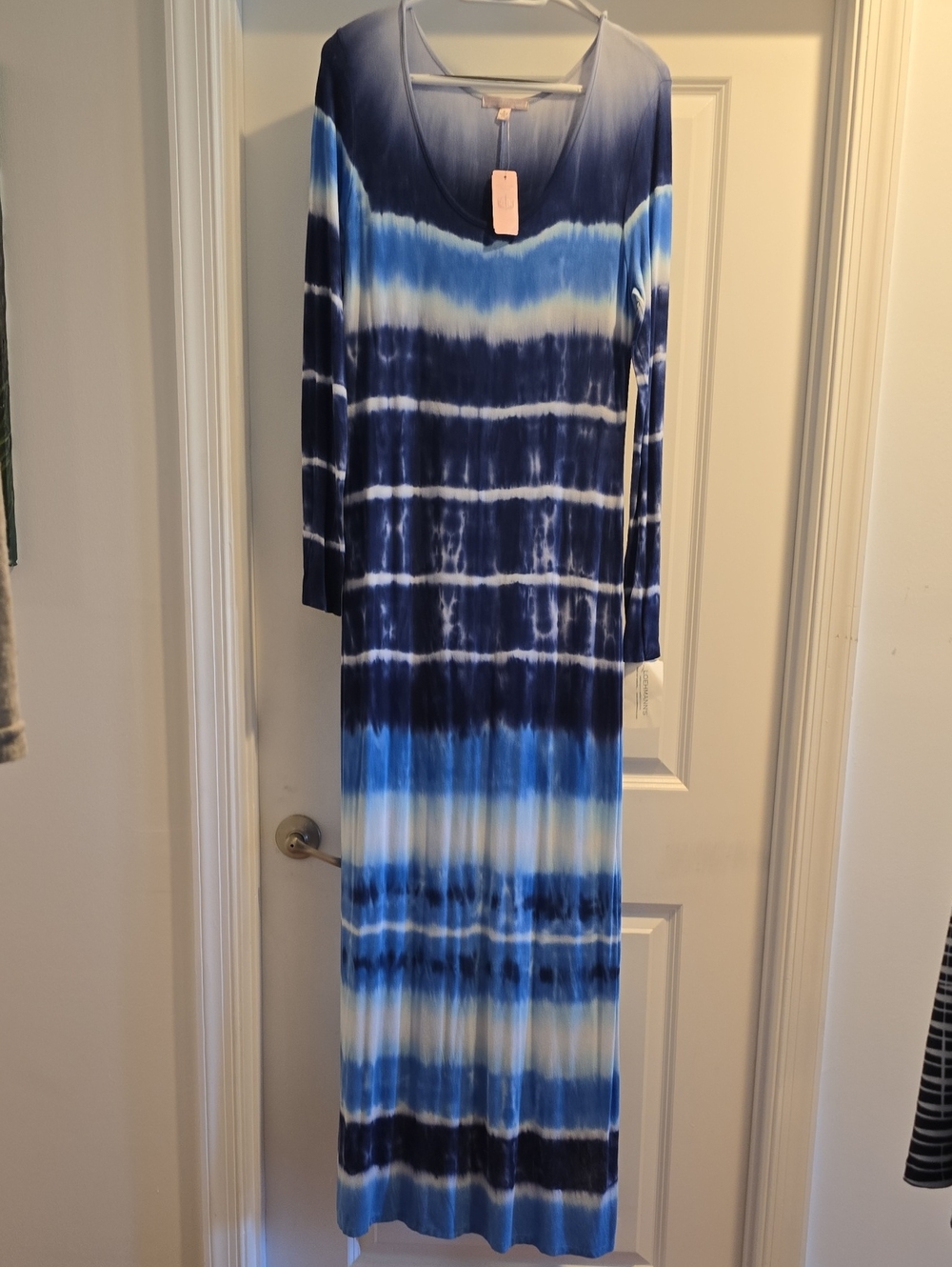 Romeo & Juliet Couture Navy and Sky Blue Tie-Dye Maxi Dress
